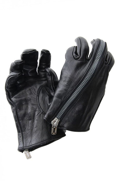 Horse Leather Zip Glove Black - D.HYGEN