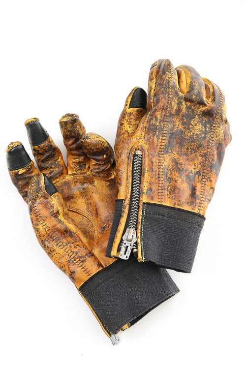 Dusty leaf Horse leather Over lock gloves Yellow - D.HYGEN