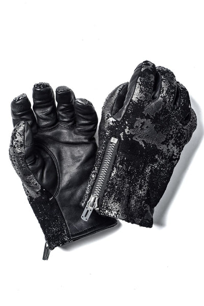 Horse Leather SCAB Print Glove Gunmetal - D.HYGEN