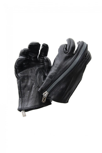 Horse Leather Zip Glove Black - D.HYGEN