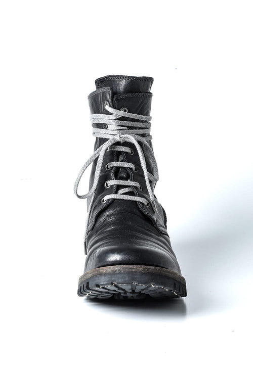 Horse Leather Lace Up Boots  Black - D.HYGEN