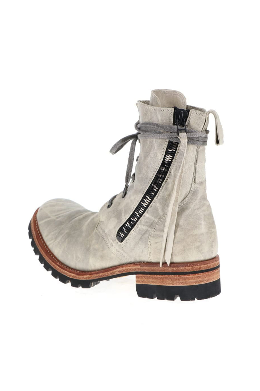 ST109-0322S-Dusty-White | Horse Leathe Lace Up Boots Dusty White 