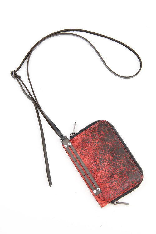 Dusty Leaf Horse Leather Neck Wallet Red - D.HYGEN