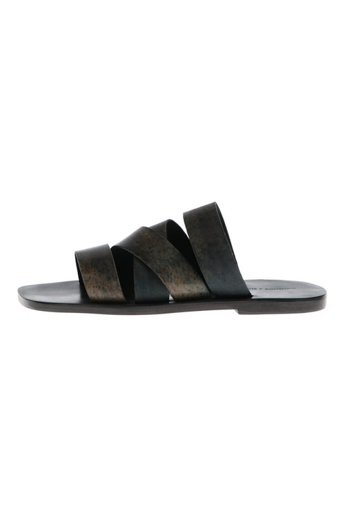 Tessera Louria Sandals Horse Culatta Leather Black × Brown - DIMISSIANOS & MILLER