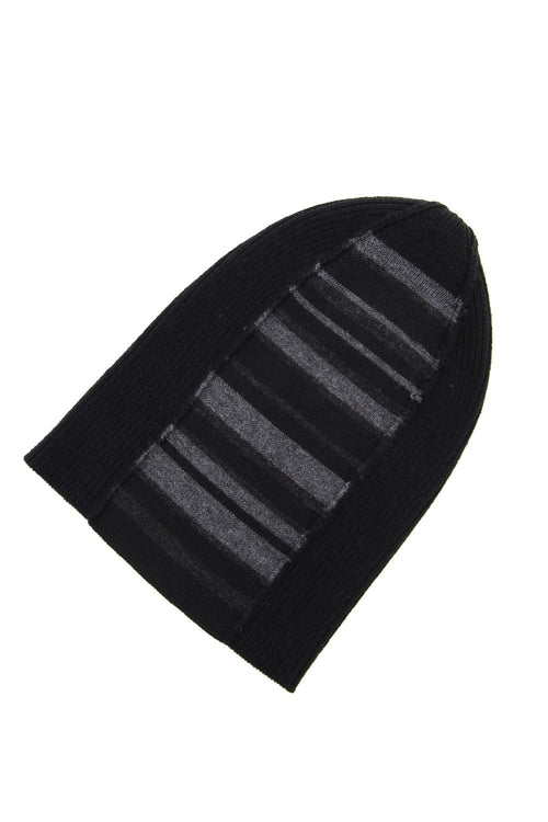 Cashmere Merino wool Knit cap - Black Stripe - The Viridi-anne