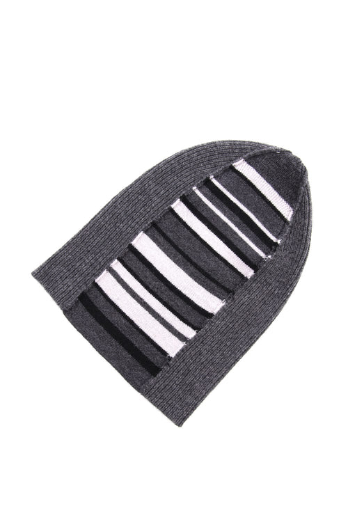 Cashmere Merino wool Knit cap - Gray Stripe - The Viridi-anne - ザ ヴィリジアン