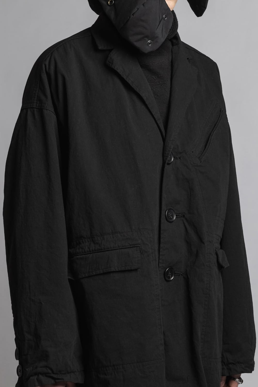 VI-3390-06-Black | CORDURA'NYCO' Chester coat Black | The Viridi