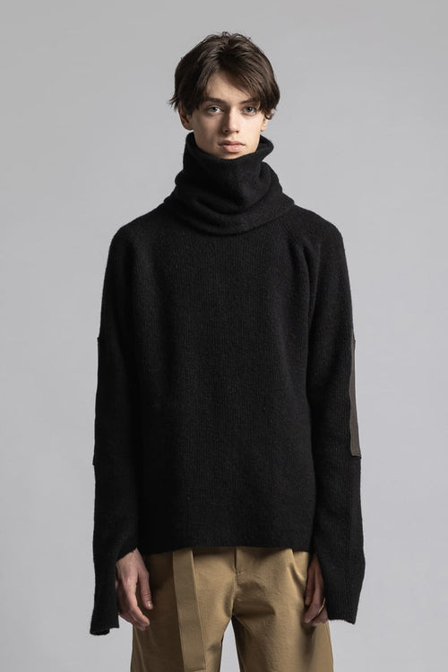 Knit Pullover with Neck Warmer Black - The Viridi-anne