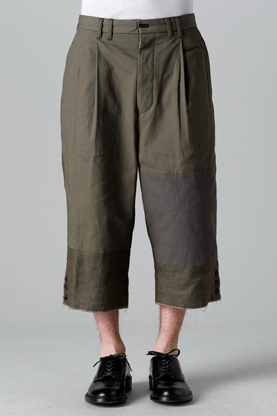 Fragment Cropped Trousers Dark Olive - The Viridi-anne