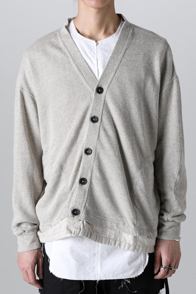 Linen/Cotton Jersey Cardigan  Gray Beige - The Viridi-anne