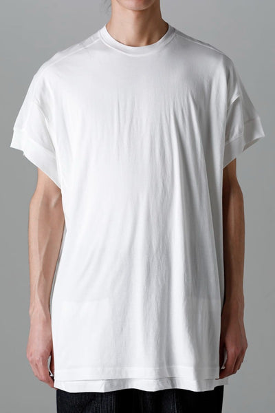Double Layerd Short-Sleeve T-Shirt  Off White - The Viridi-anne