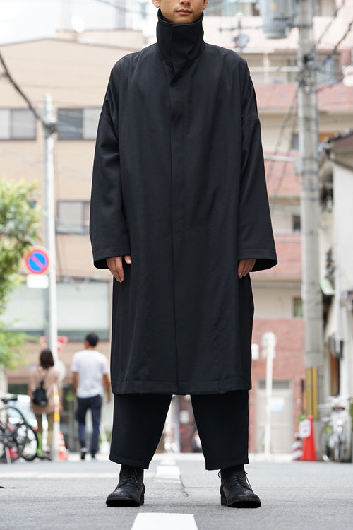 Wool Gabardine Stand Collar Coat - Yohji Yamamoto