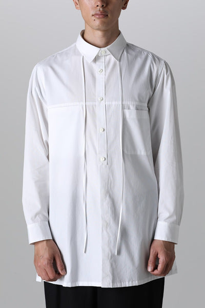 String Panel Pocket Blouse  White - Y's for men