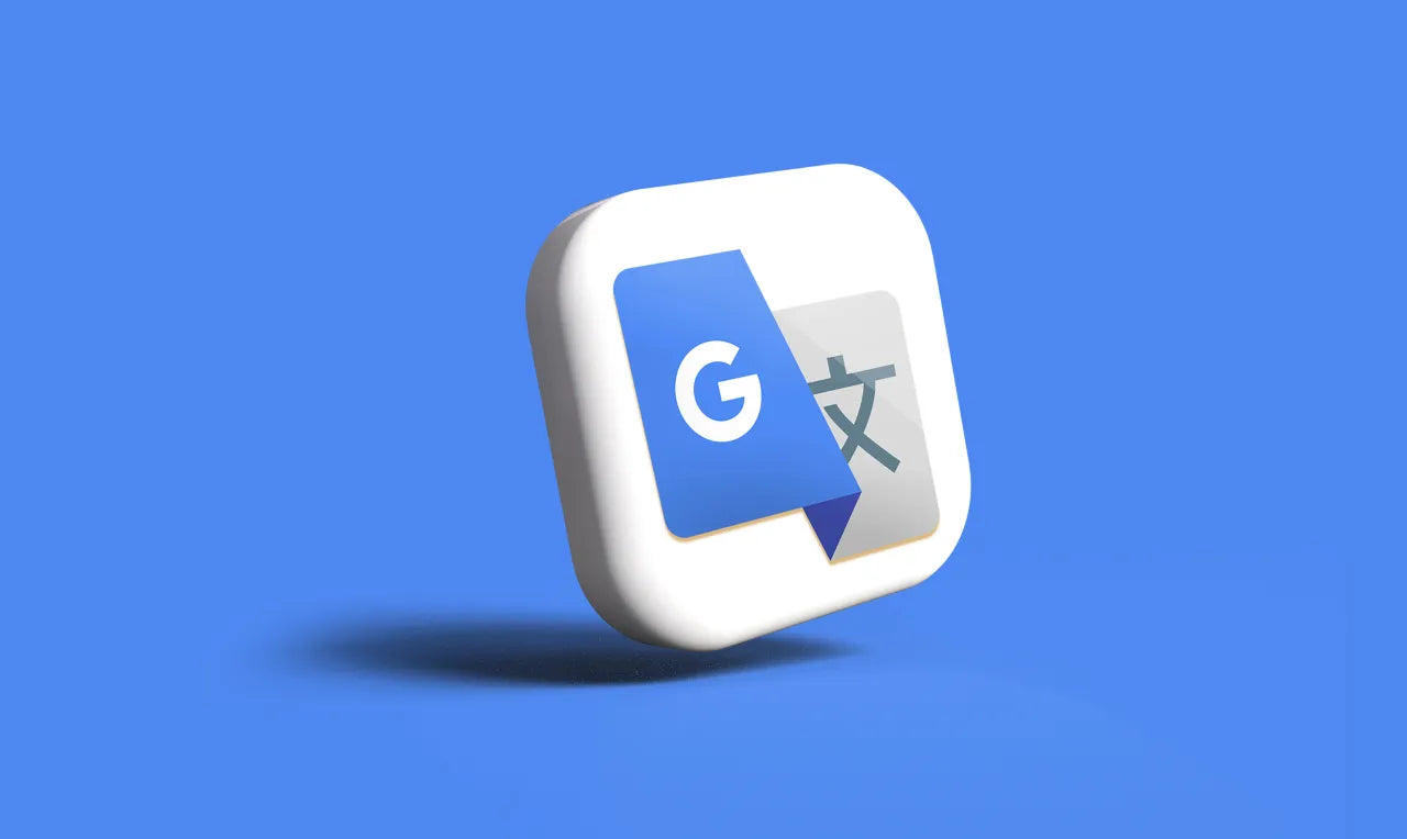 Icona di google traduttore realizzata in 3d a computer, su sfondo bianco