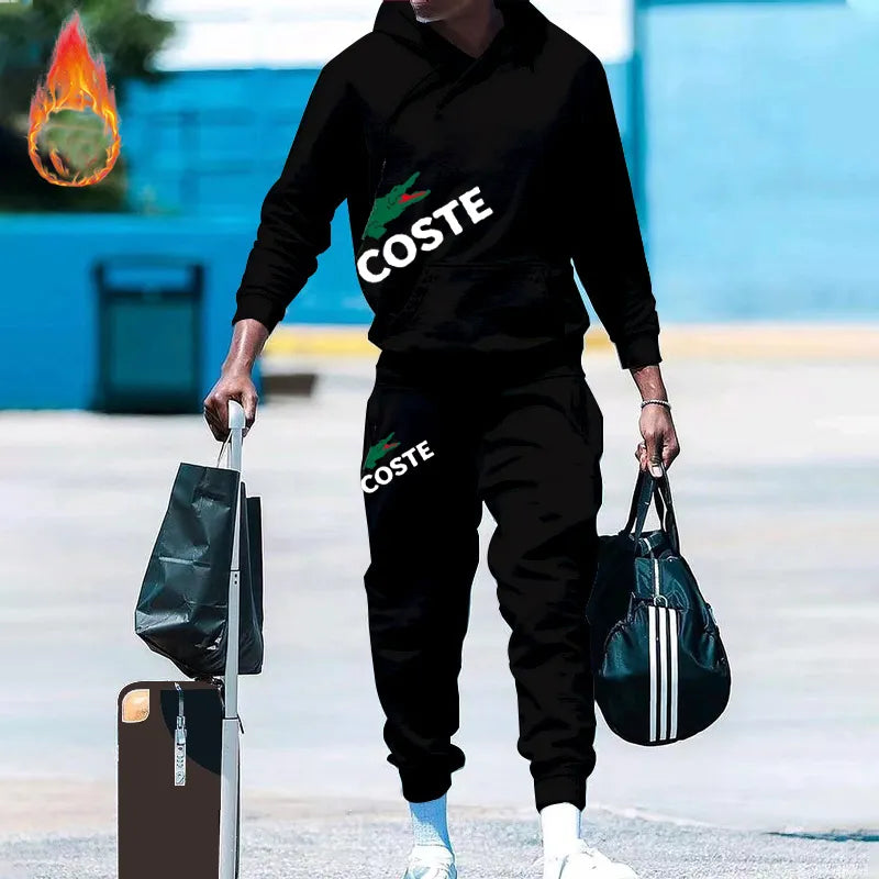 Men's Tracksuits Fashion Print Autumn Winter Man Hoodie + Sweatpants Sets Running Brand Casual High Quality Sport Kit 2023 New