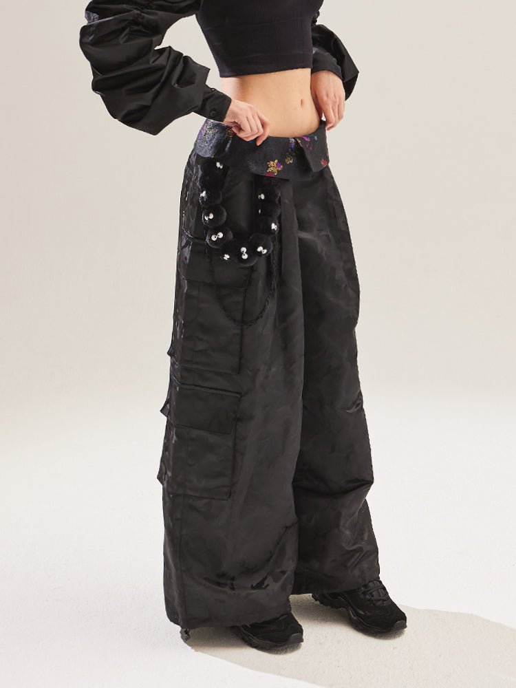 Super wide cargo pants_Black