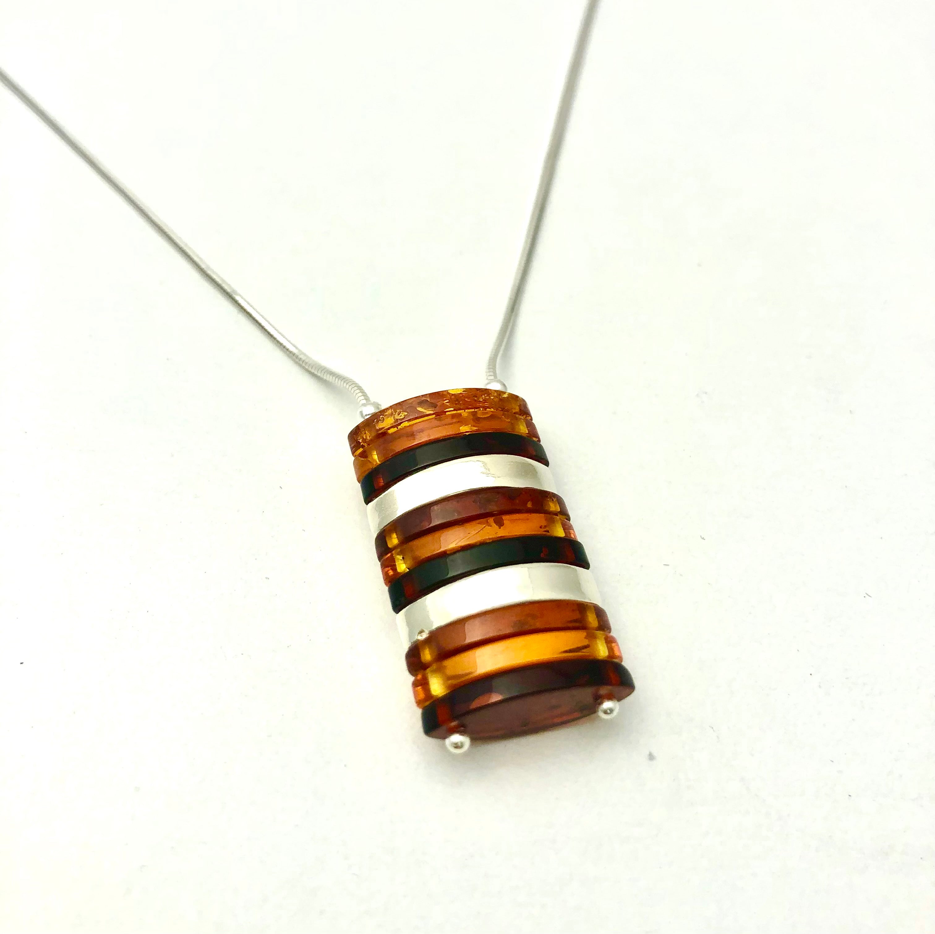 STACKED SLAB CITRINE AND AMBER NECKLACE