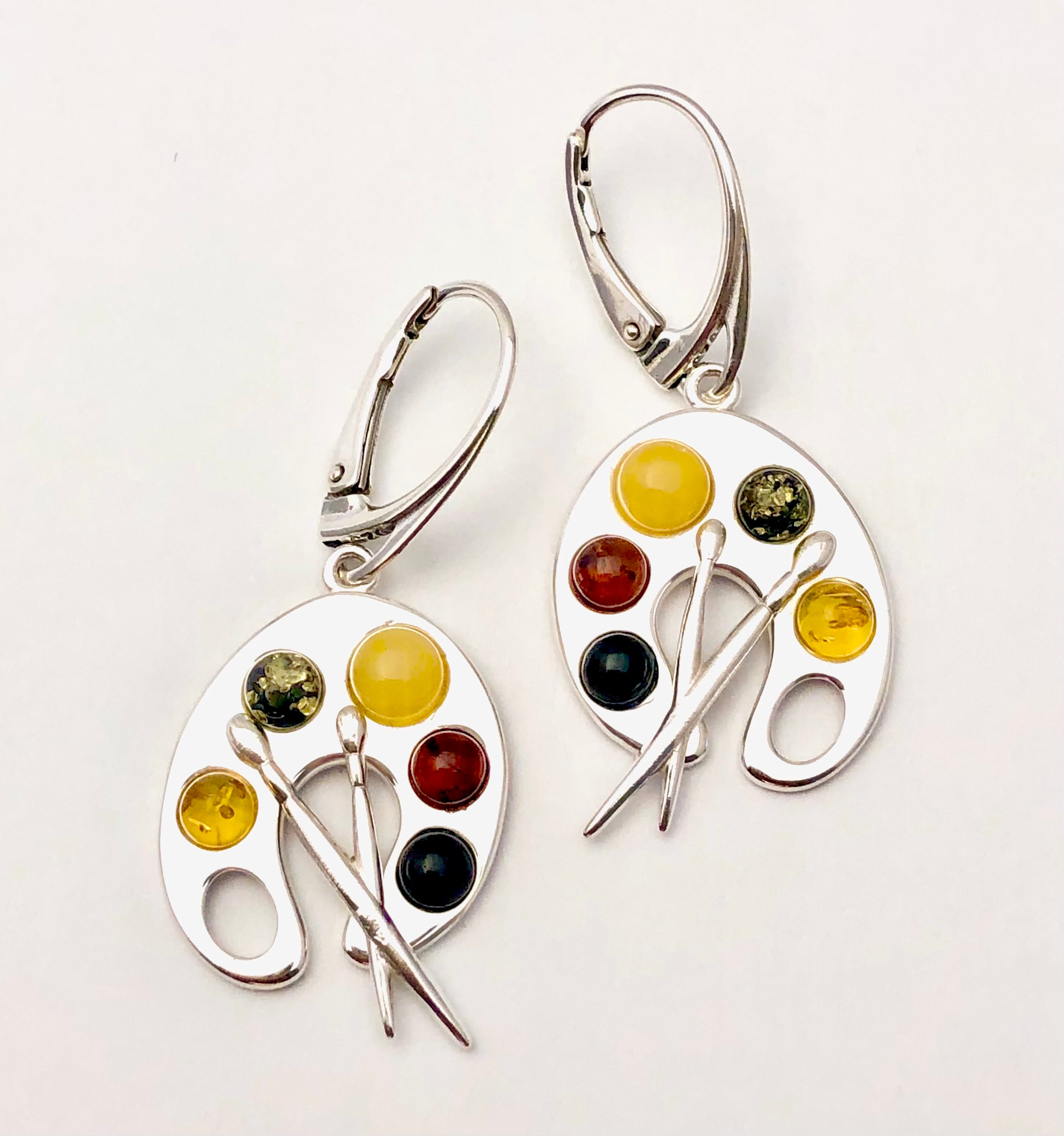 ARTIST'S PALETTE MULTICOLOR AMBER EARRINGS