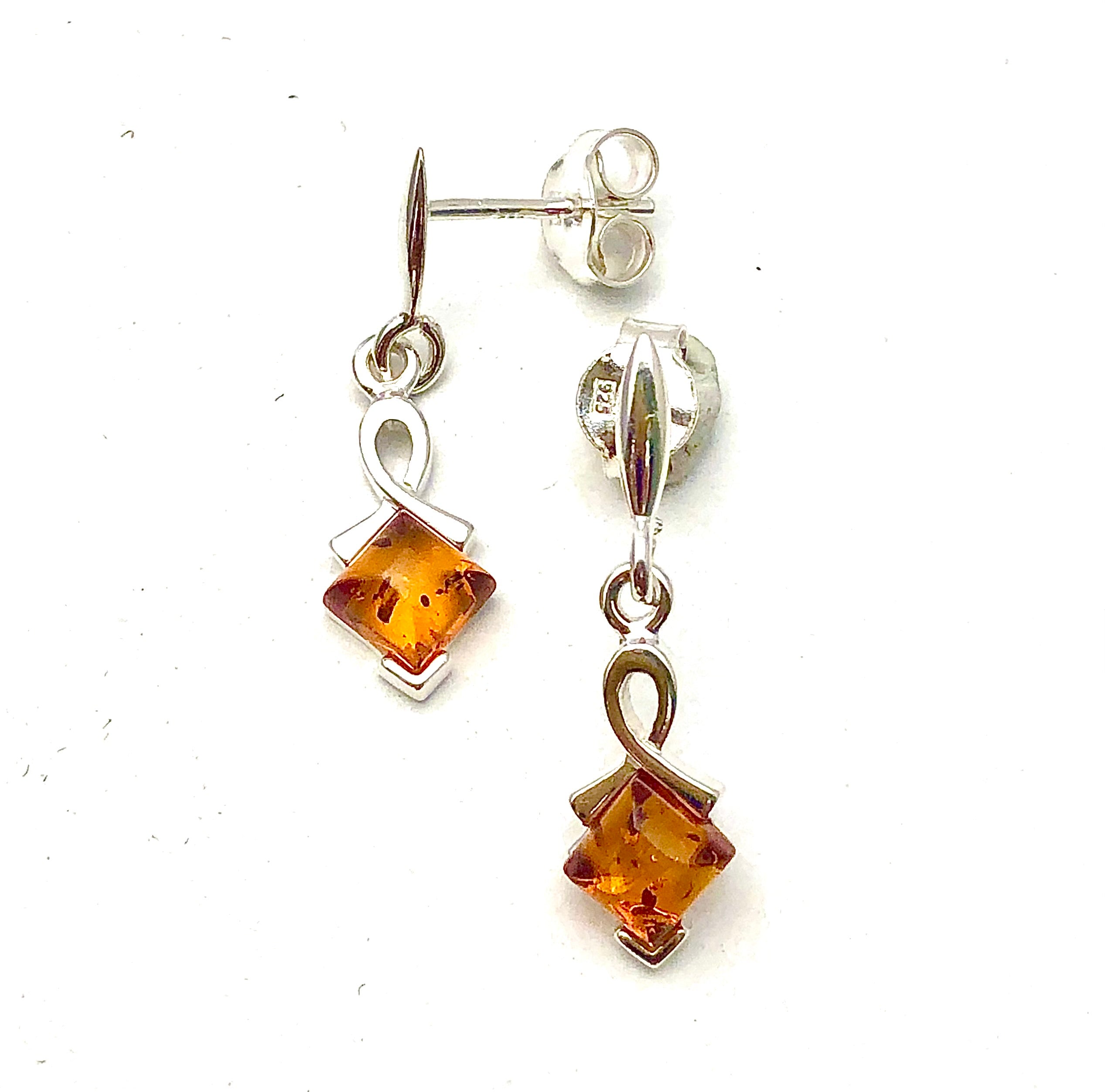 DAINTY COGNAC AMBER DANGLE POST EARRINGS