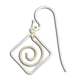 ZORU SQUARED EARRING STERLING SILVER AND GOLD FILL
