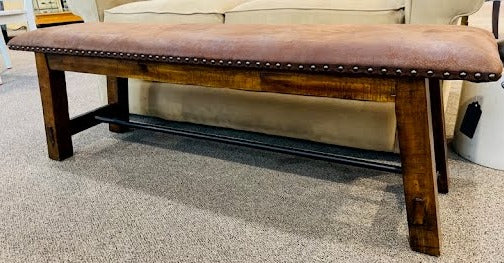 Faux Leather Industrial Bench