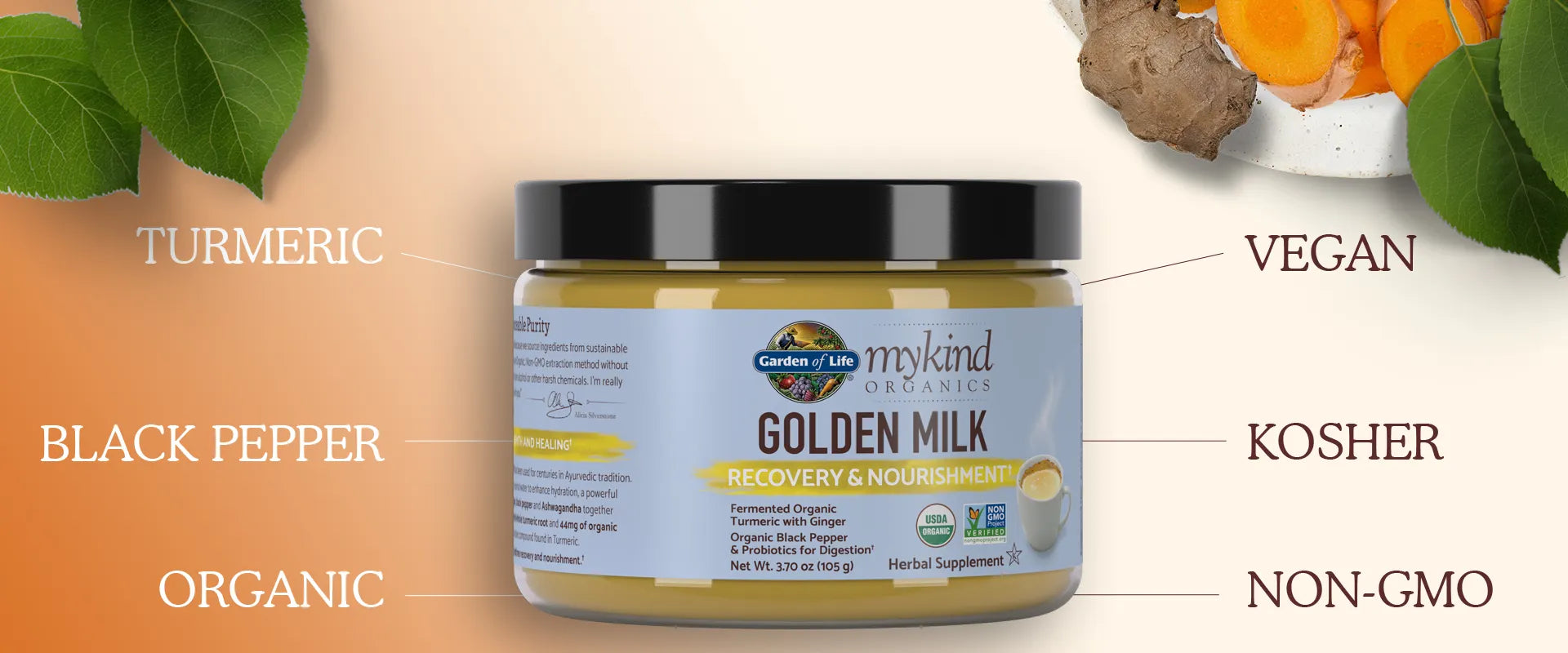 Garden of Life Mykind Organics Golden Milk 105g 30 Servings Footer