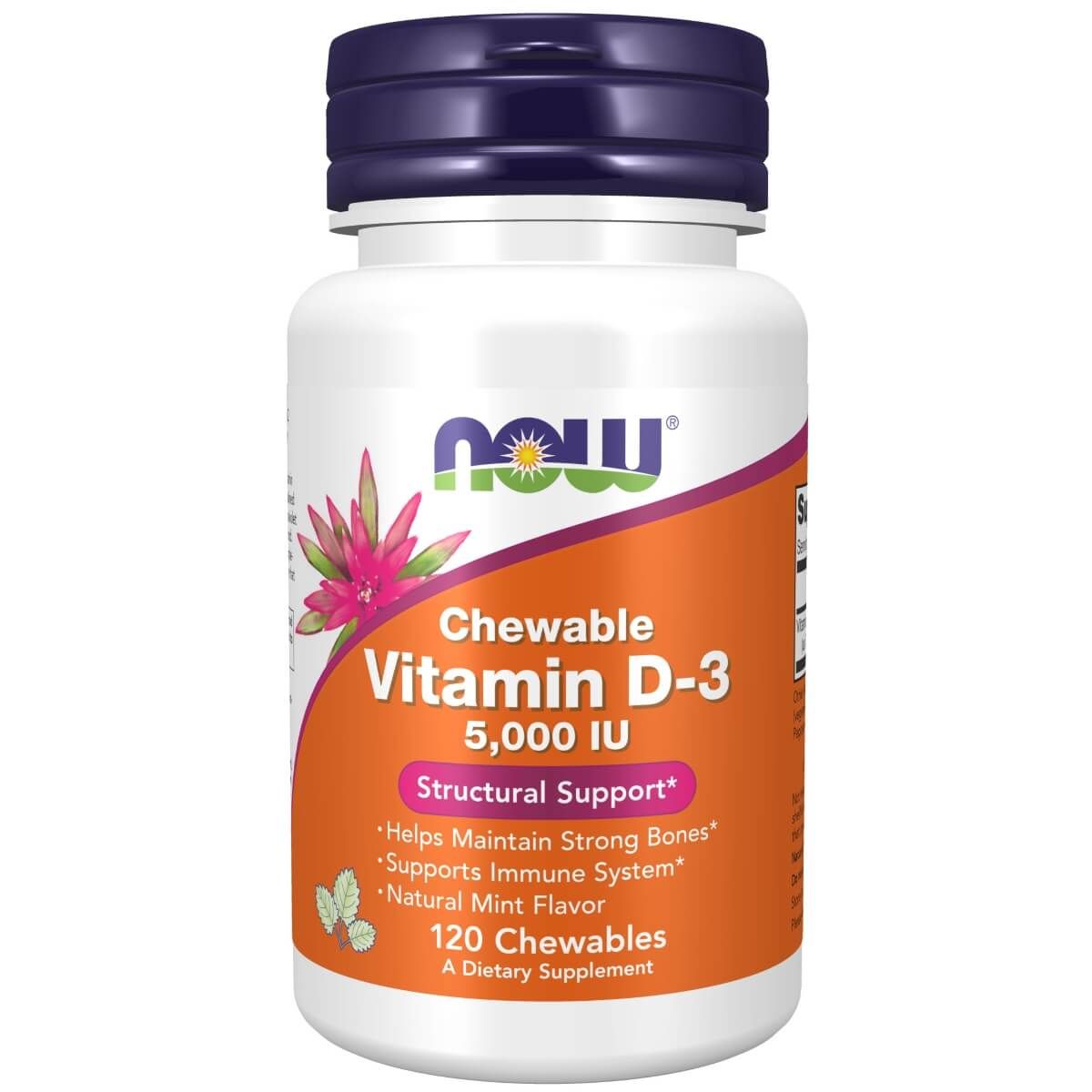 Photos - Vitamins & Minerals Now Foods Vitamin D-3 5,000 IU 120 Mint Flavour Chewables PBW-P27748 