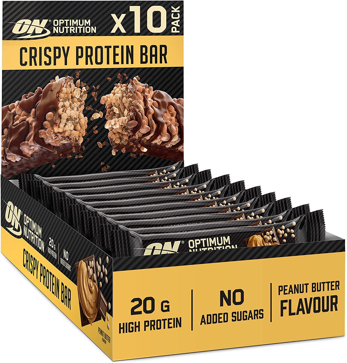 Photos - Vitamins & Minerals Optimum Nutrition Protein Crisp Bar 10 x 65g, Peanut Butter OPT155 