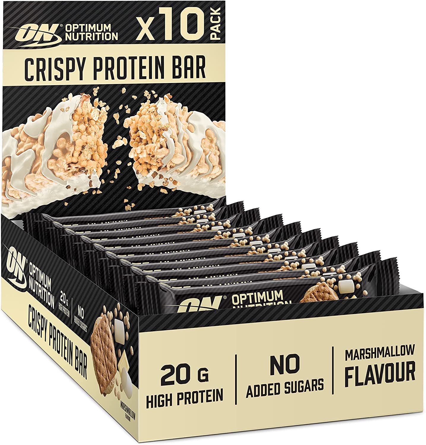 Photos - Vitamins & Minerals Optimum Nutrition Protein Crisp Bar 10 x 65g, Marshmallow OPT154 