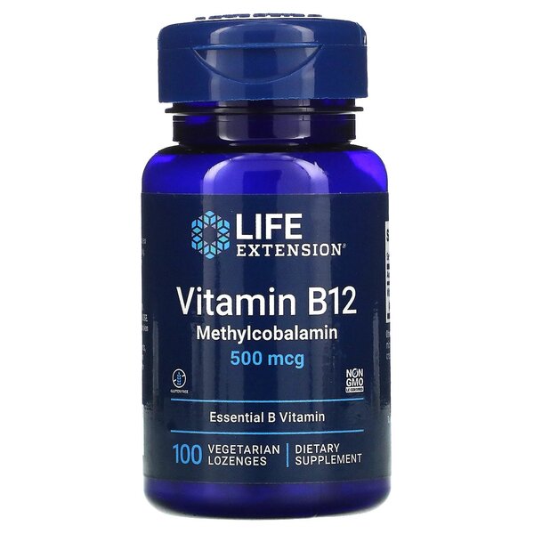 Photos - Vitamins & Minerals Life Extension Vitamin B12 Methylcobalamin, 500mcg - 100 vegetarian lozeng 