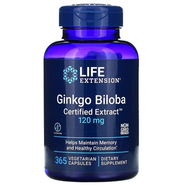 Photos - Vitamins & Minerals Life Extension Ginkgo Biloba, Certified Extract, 120mg - 365 vcaps PBW-P35 
