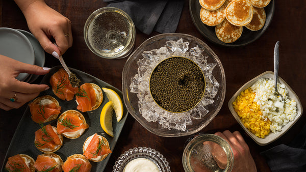 caviar service with champagne
