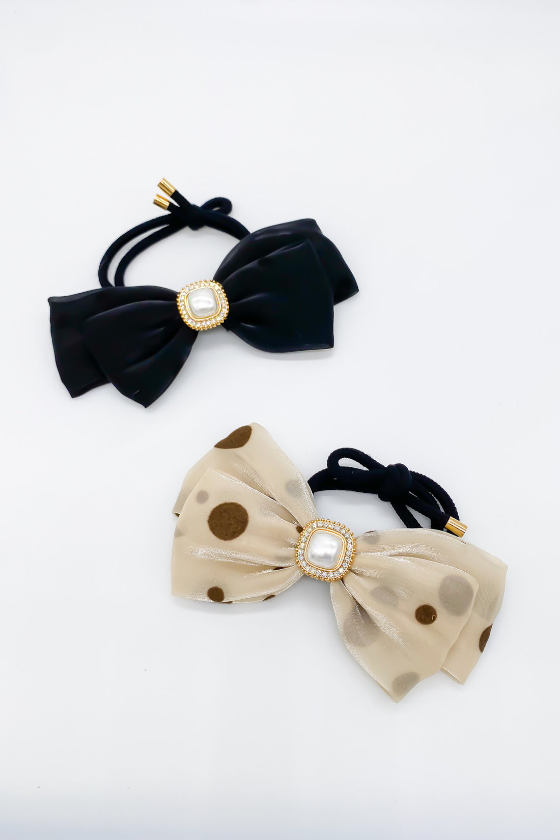 Lisette Organza Bow Pearl Hair Tie – SKYE