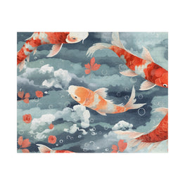 Calm Waters: The Watercolor Koi Tapestry