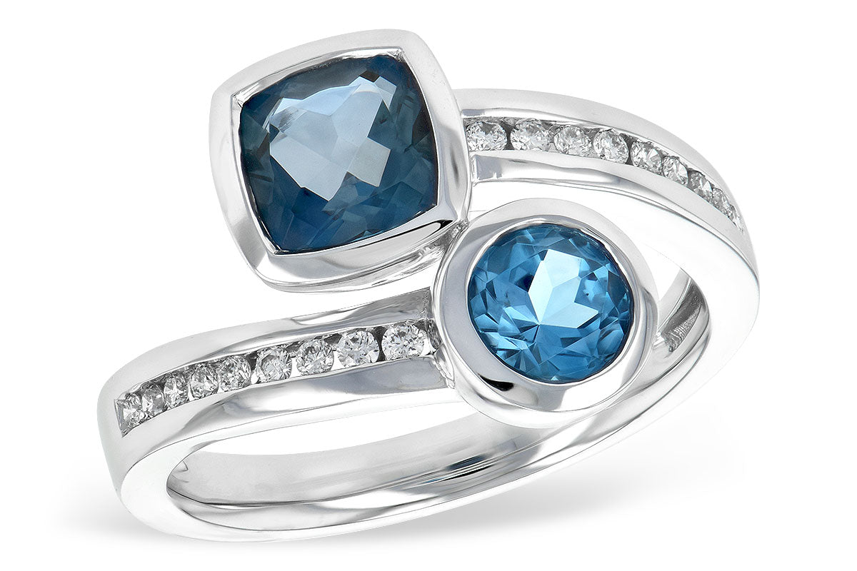 D5713 Blue Topaz & Diamond Ring