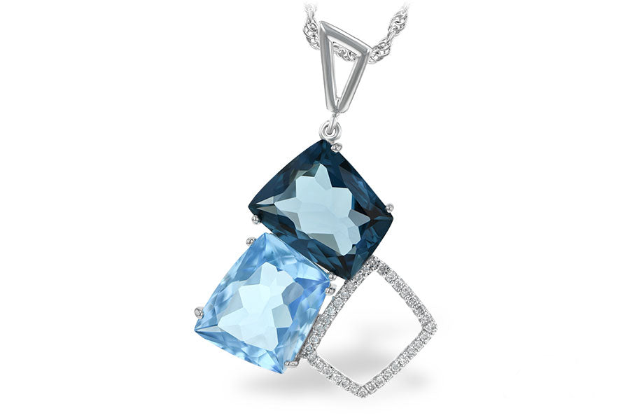 N7880 Blue Topaz and diamond Pendant