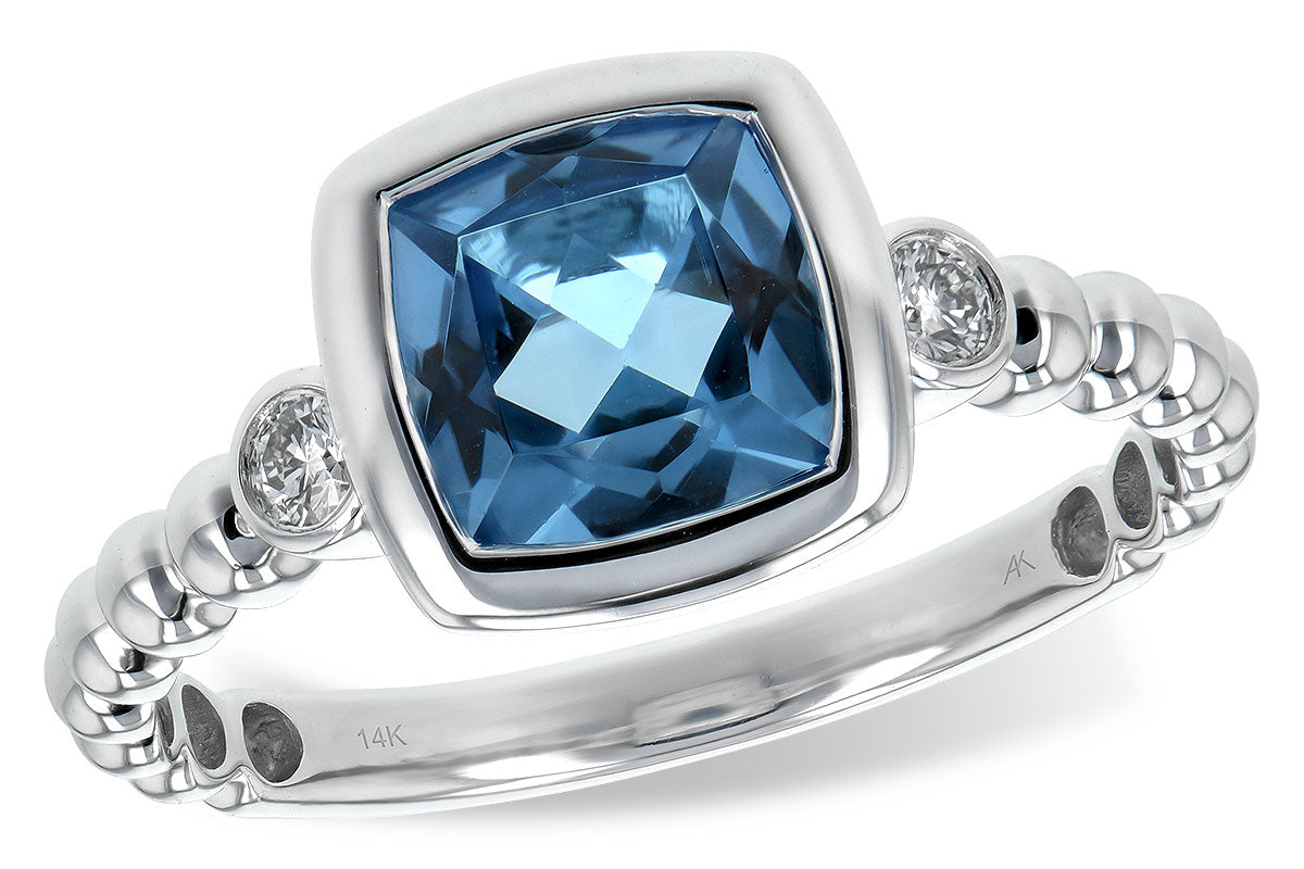 D5654 White Gold Blue Topaz Ring.