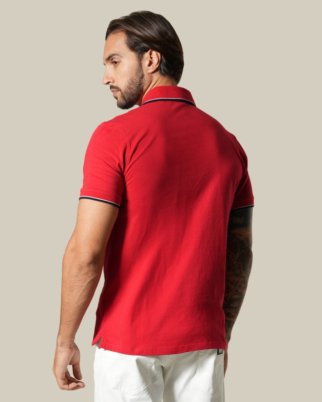 Picture of Contrast Tipping Red Polo Shirt