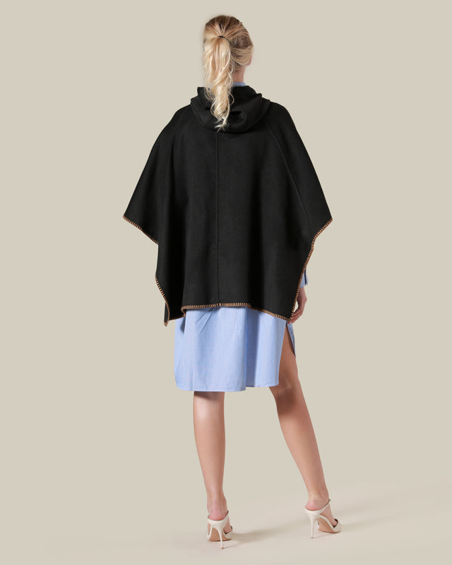 Picture of Contrast Stitching Hooded Poncho