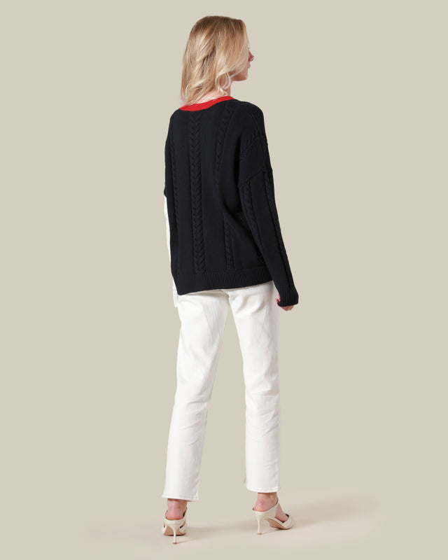 Picture of Color-blocked Ribbed Knit Sweater