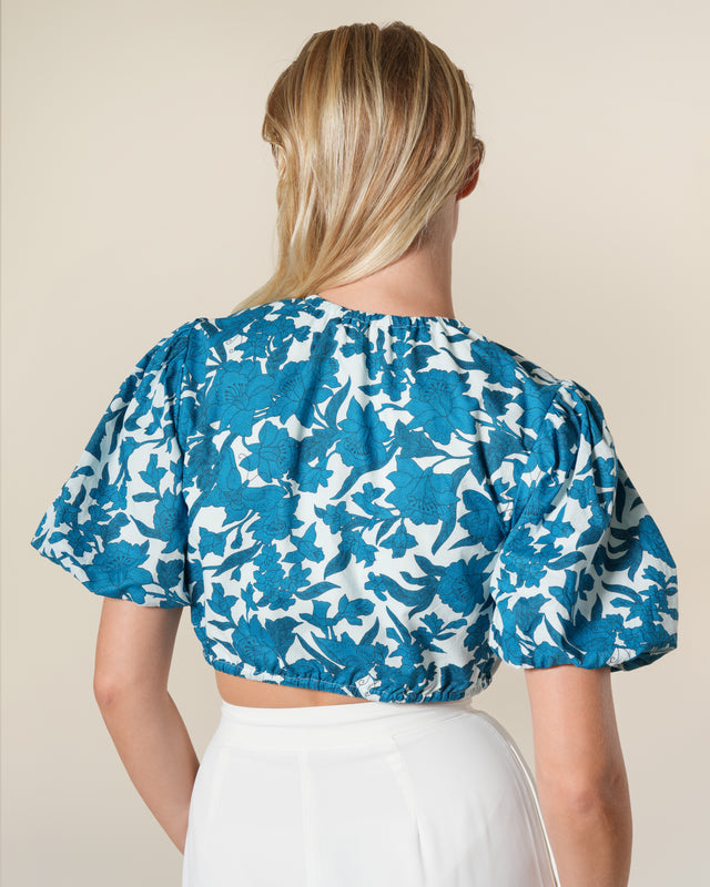 Picture of Floral Puff Sleeves Cotton Top