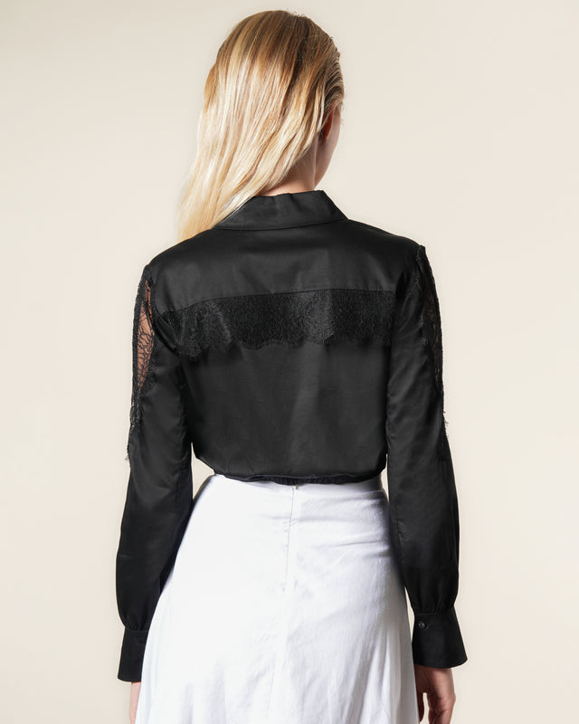 Picture of Lace Insert Long Sleeves Shirt