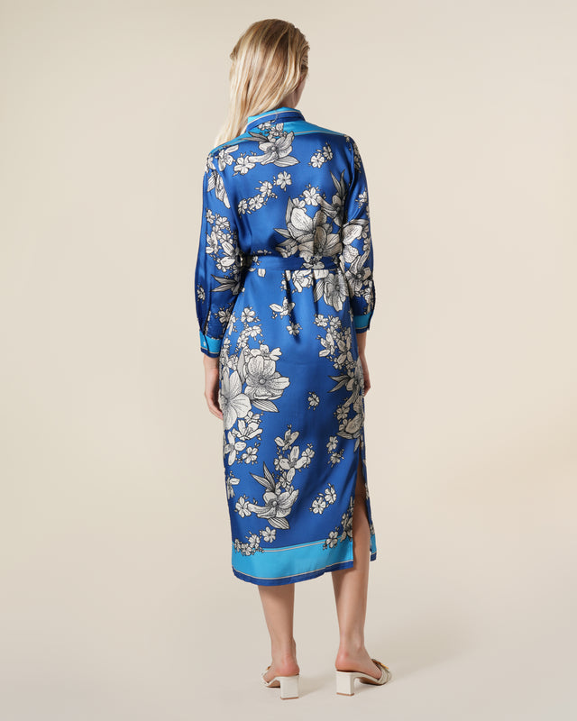 Picture of Royal Floral Print Midi Shirt Dress