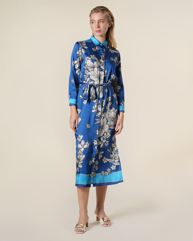 Picture of Royal Floral Print Midi Shirt Dress