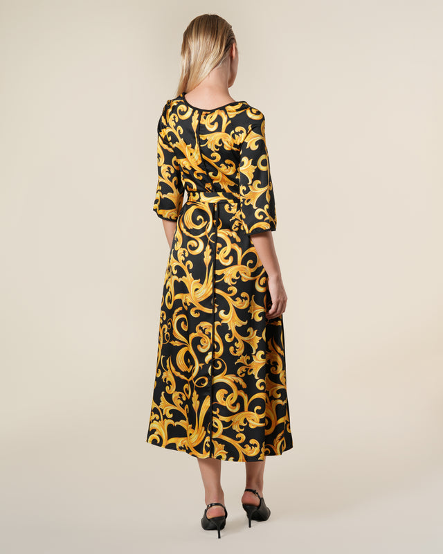 Picture of Classic Baroque Print Midi Dress