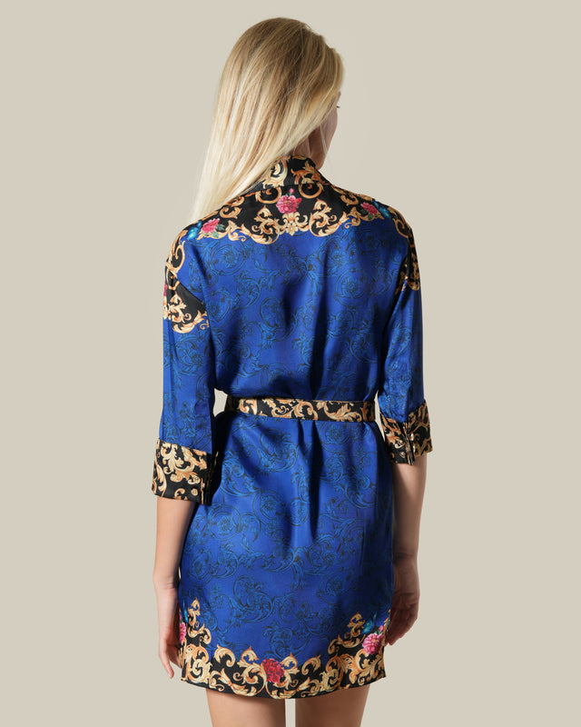 Picture of Baroque Floral Placement Printed Dress