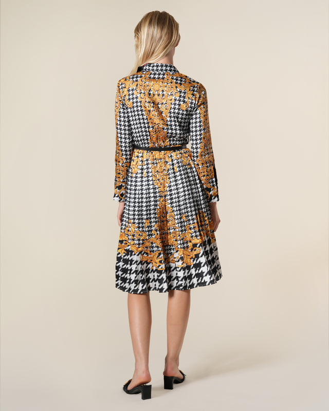 Picture of Geometric Baroque Print Pleated Shirt Dress