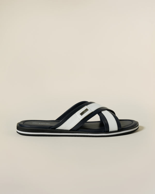 Picture of Two Tone Navy Leather Sandals