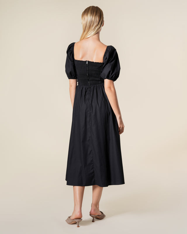 Picture of Puffed Sleeved Shirred Midi Dress