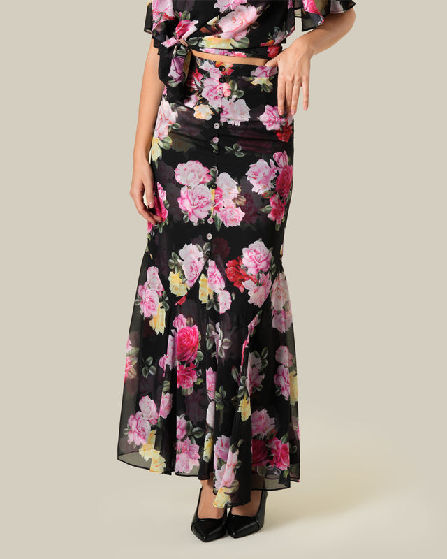 Picture of Floral Sheer Effect Maxi Skirt
